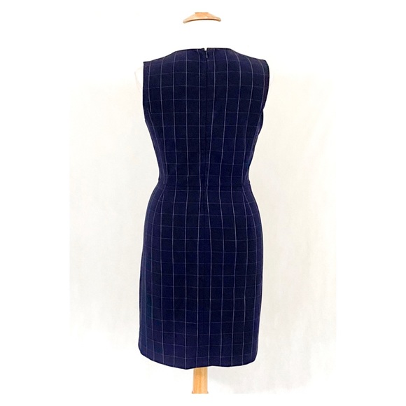 Ann Taylor Sleeveless Navy Tattersall Plaid Dress - Picture 6 of 11